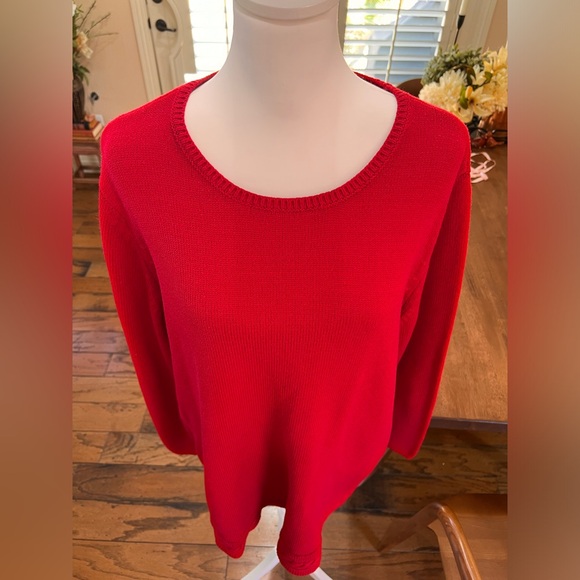 Lane Bryant Red Tight Knit 3/4 Sleeve Sweater Top, Size 18/20 - Picture 2 of 8